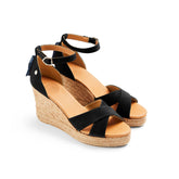 Fairfax & Favor Valencia Heeled Wedge Sandal in Black