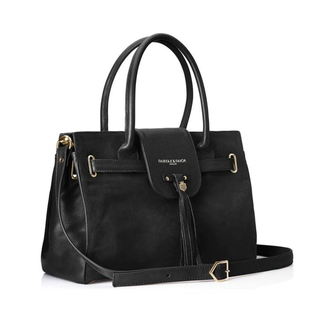 Fairfax & Favor Windsor Suede Handbag in Black