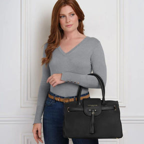 Fairfax & Favor Windsor Suede Handbag in Black