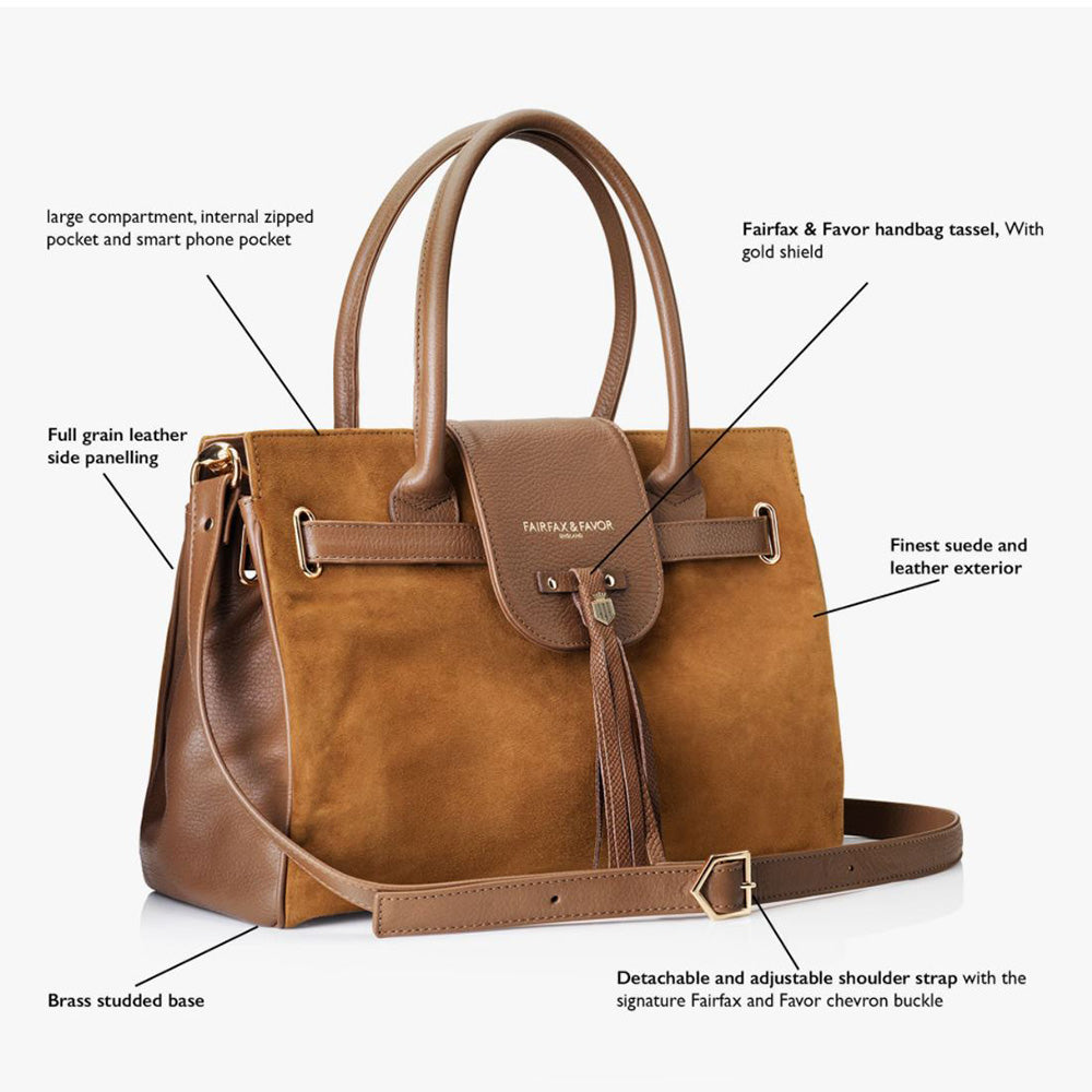 Fairfax & Favor Windsor Suede Handbag in Tan