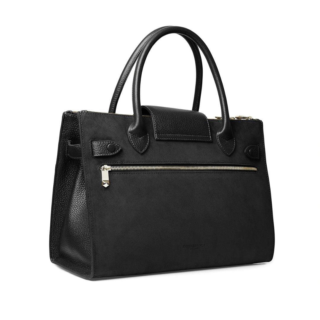 Fairfax & Favor Windsor Work Suede Handbag in Black