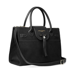 Fairfax & Favor Windsor Work Suede Handbag in Black