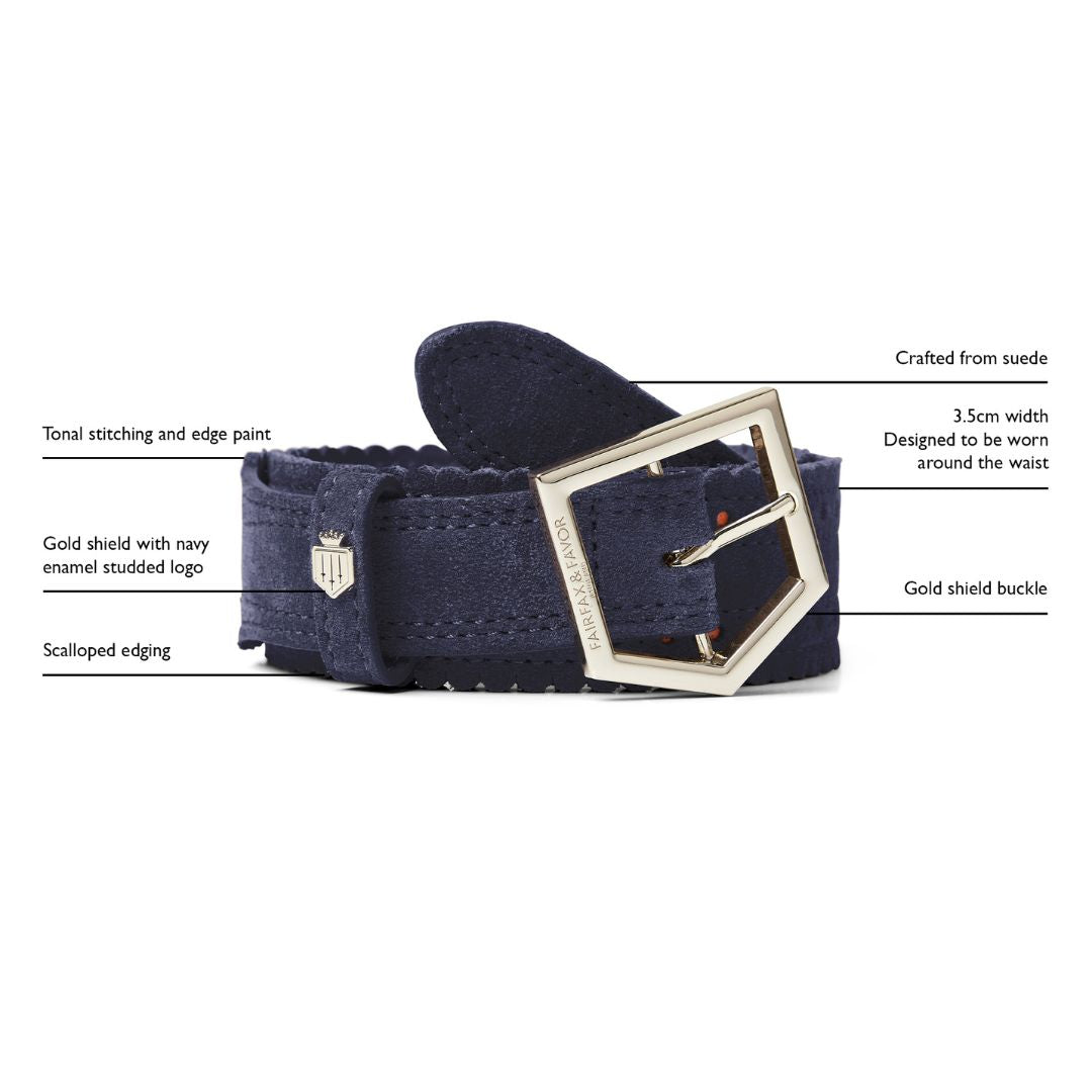 Fairfax & Favor Women's Regina Suede Belt in Navy