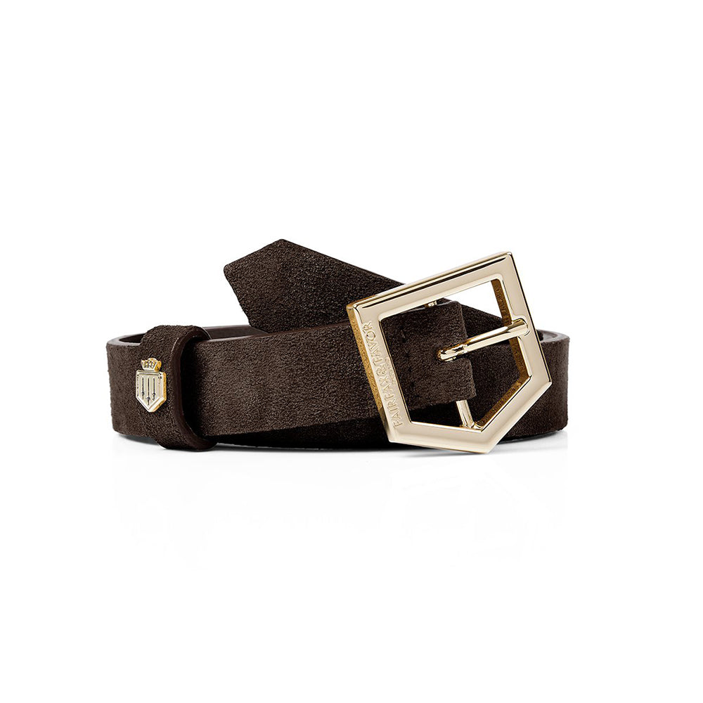 Fairfax & Favor Women's Sennowe Suede Belt in Chocolate