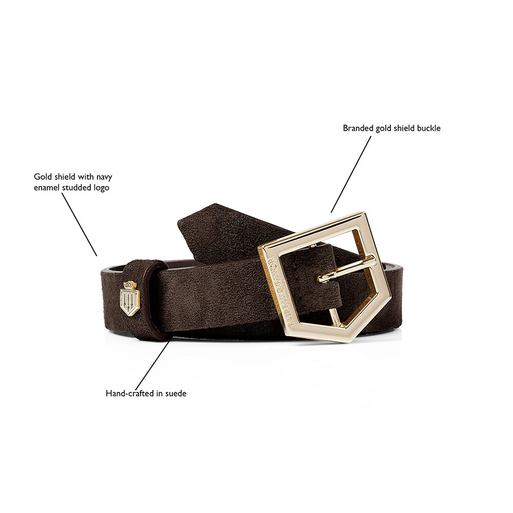 Fairfax & Favor Women's Sennowe Suede Belt in Chocolate