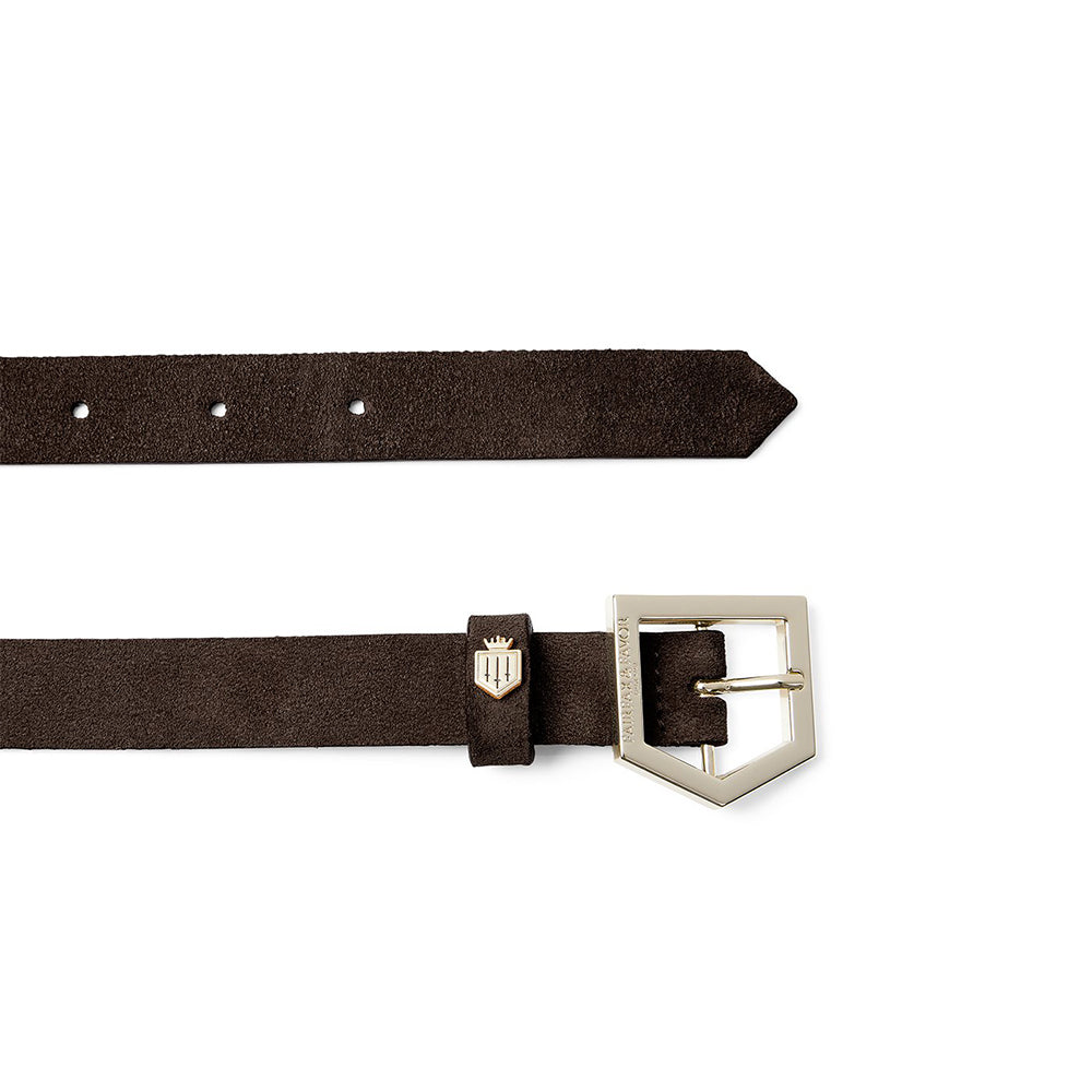 Fairfax & Favor Women's Sennowe Suede Belt in Chocolate