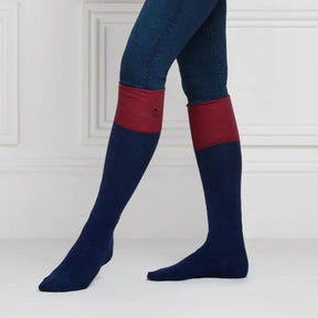 Fairfax & Favor Women's Signature Knee High Socks in Navy & Burgundy