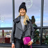 Fox London Women's Dempsey Real Leather Jacket in Black