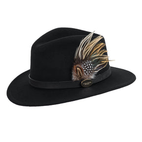 Hicks & Brown 'The Suffolk' Fedora in Black (Guinea and Pheasant Feather) - RedMillsStore.ie