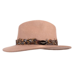 Hicks & Brown 'The Suffolk' Fedora in Camel (Pheasant Feather Wrap) - RedMillsStore.ie