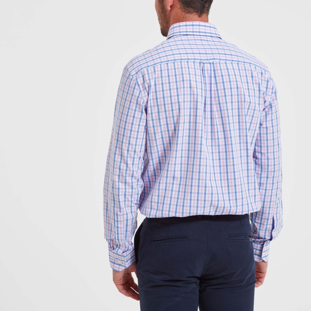 Schoffel Men's Hebden Tailored Shirt Blue & Pink Check