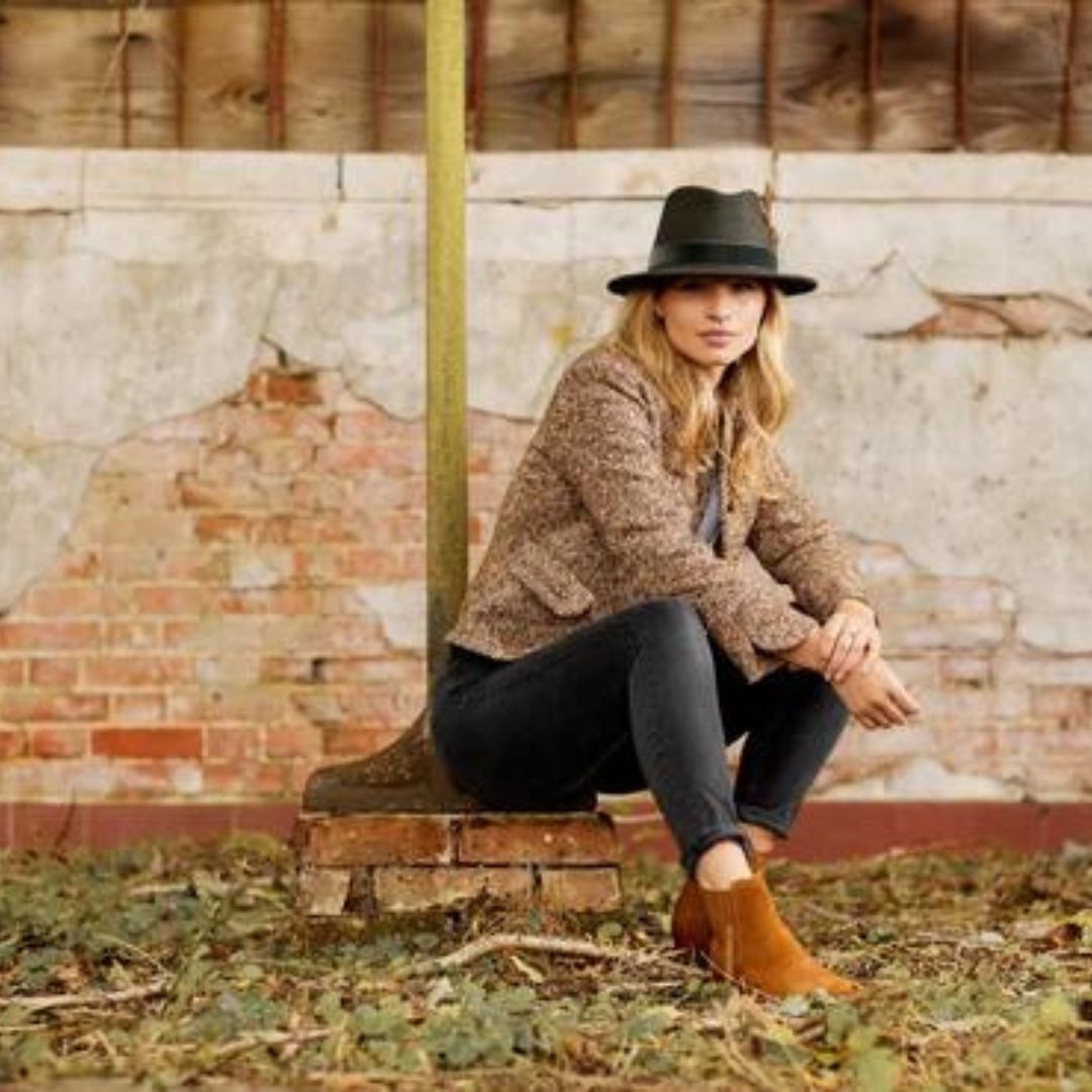 Hicks & Brown Chelsworth Fedora in Olive with Coque & Pheasant Feather