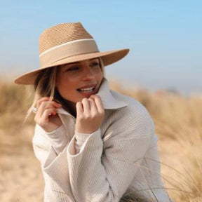 Hicks & Brown Hemley Fedora in Natural with Fawn Ribbon