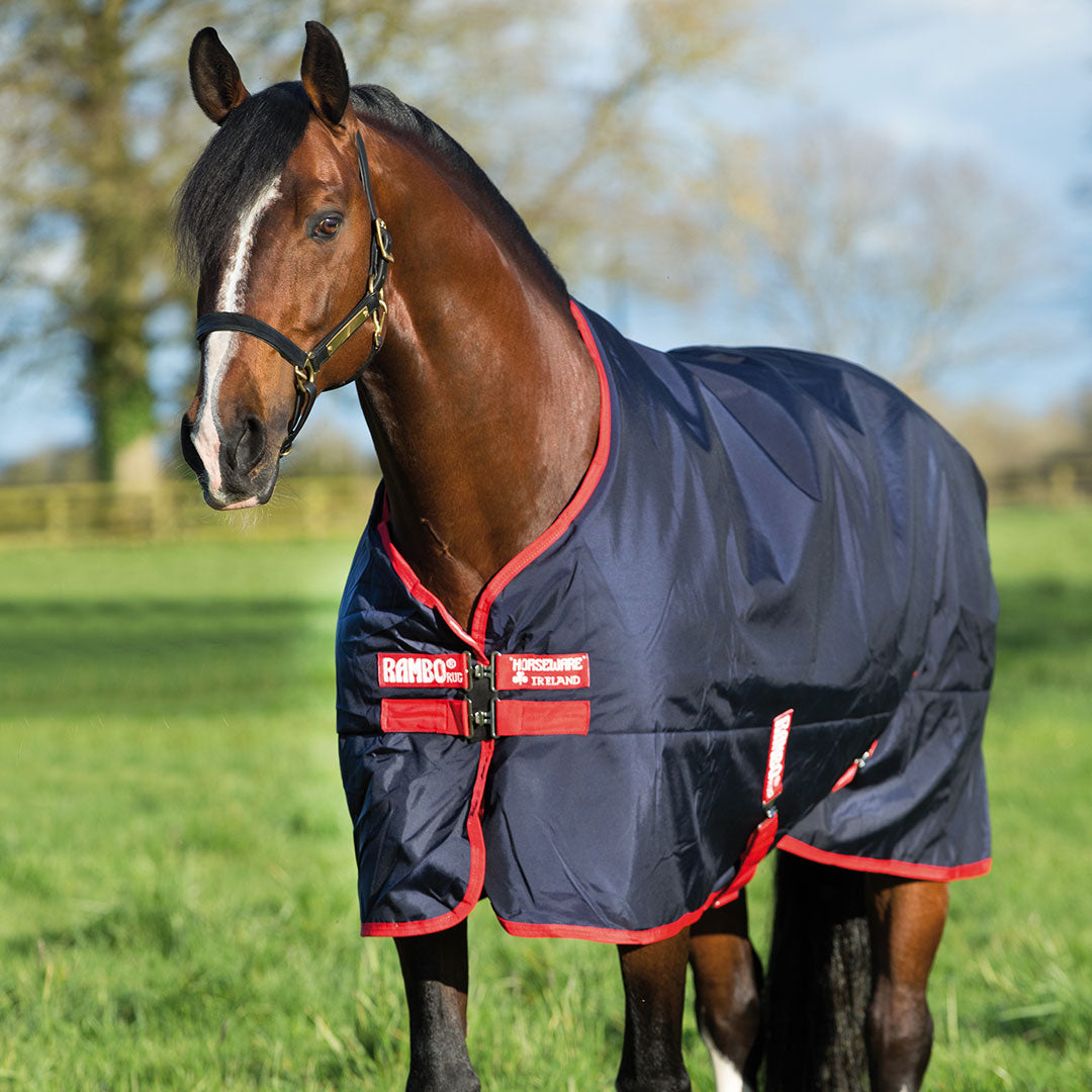 Horseware Rambo Original Medium Turnout Rug in Navy/Red (200g)