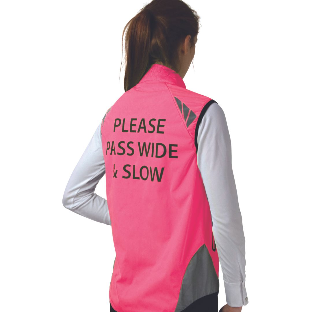 Hy Equestrian HyViz Please Pass Wide & Slow Waistcoat in Pink