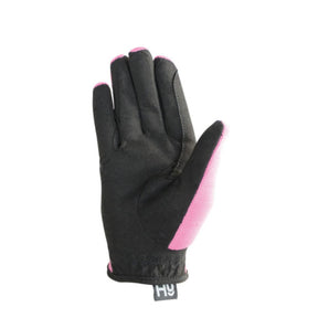 Hy Equestrian Kids Every Day Two Tone Riding Gloves in Black & Pink