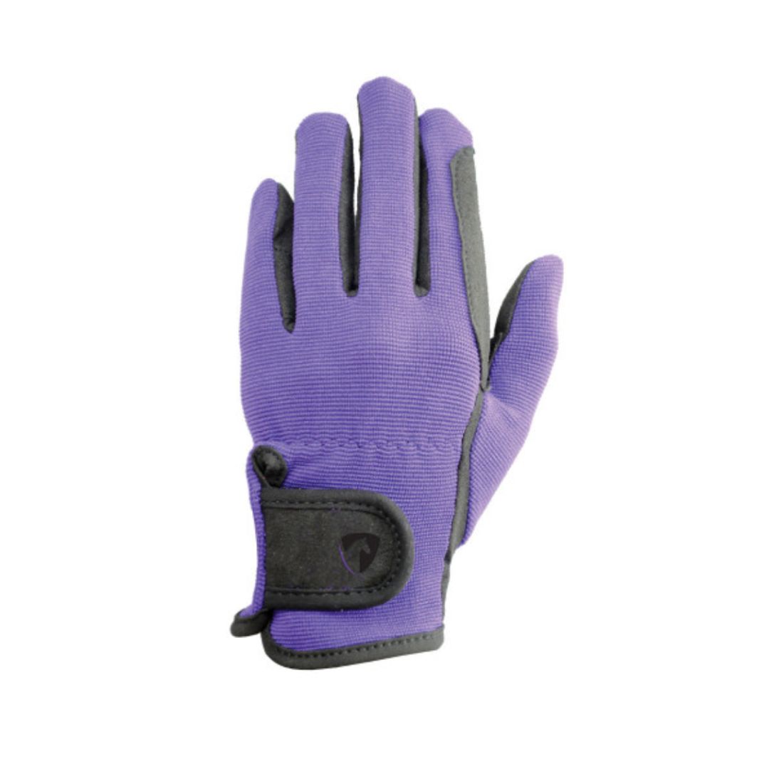 Hy Equestrian Kids Every Day Two Tone Riding Gloves in Black & Purple