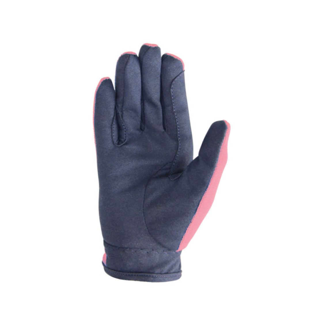 Hy Equestrian Kids Every Day Two Tone Riding Gloves in Navy & Raspberry