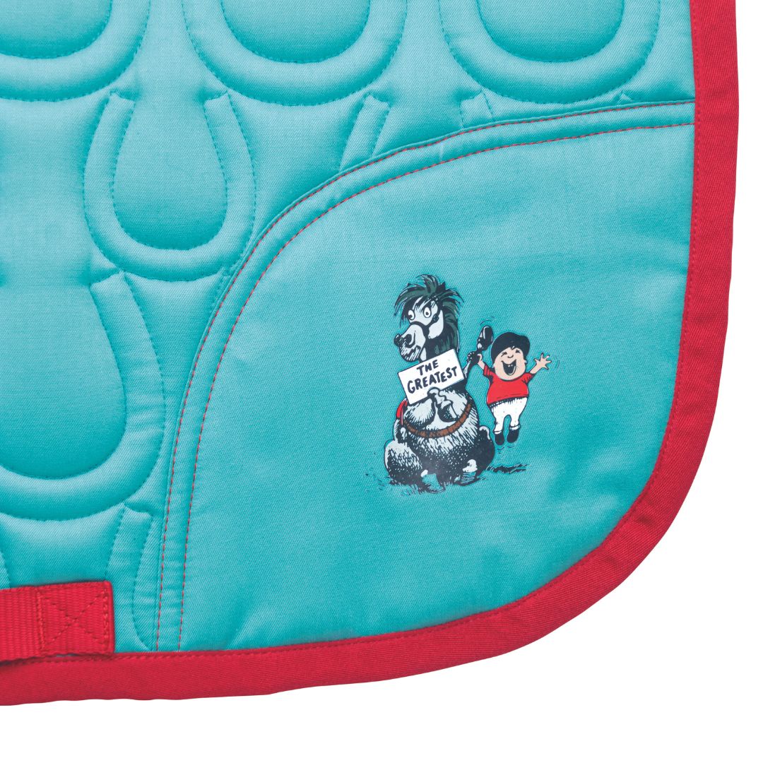 Hy Equestrian Thelwell Greatest Saddle Pad in Turquoise & Red