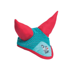 Hy Equestrian Thelwell the Greatest Fly Veil in Turquoise & Red