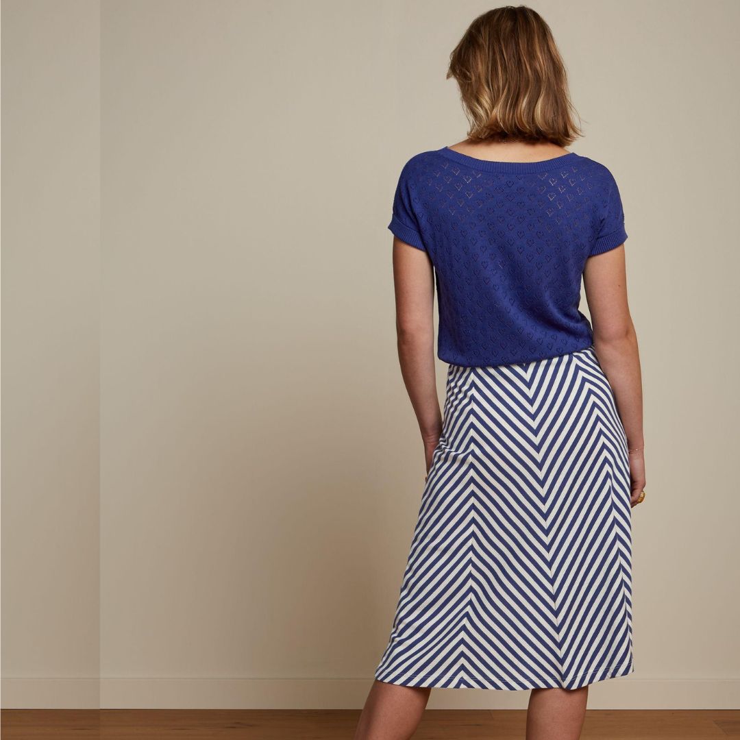 King Louie Women's Juno Panel skirt Chopito Stripe in Deep Blue