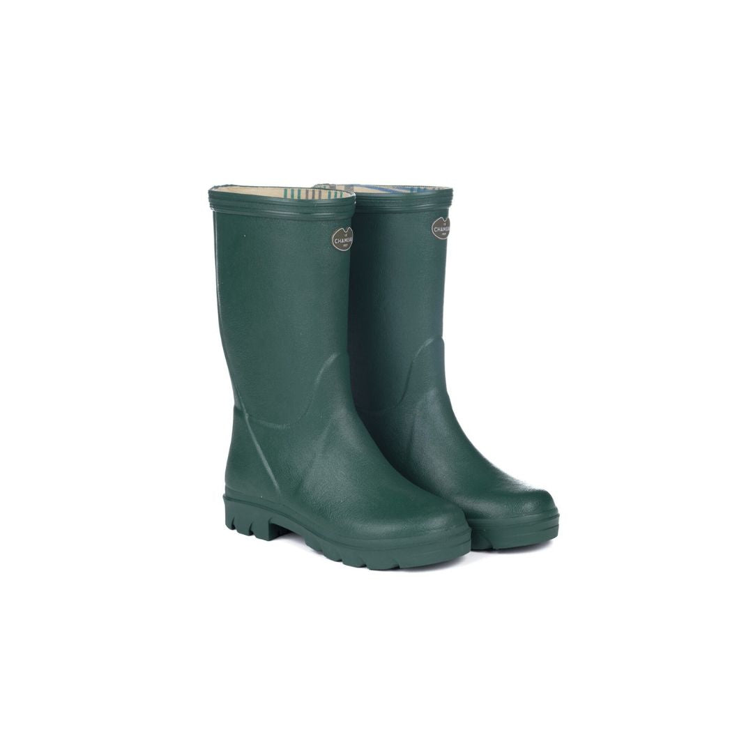 Le Chameau Kids Petite Aventure Jersey Lined Boots in Vert Fonce