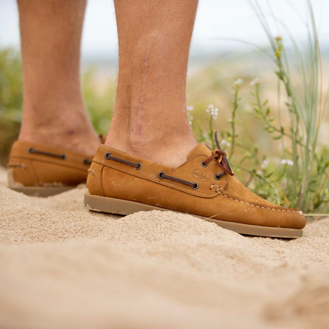 Le Chameau Men's Galion Nubuck Homme Deck Shoes in Tan