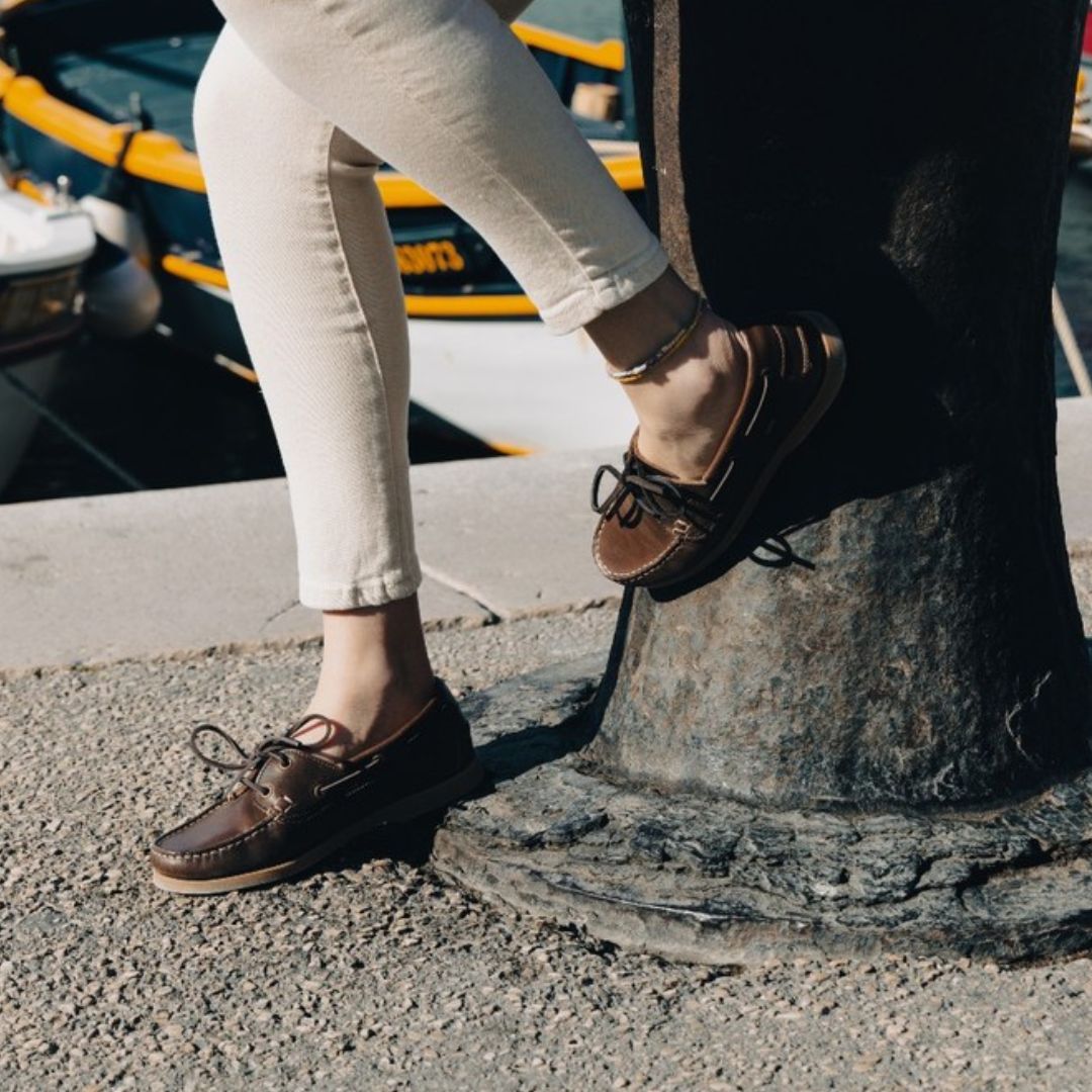 Le Chameau Women's Galion Femme Deck Shoe in Marron