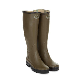 Le Chameau Women's Giverny Jersey Lined Wellington Boot in Vert Chameau