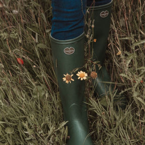 Le Chameau Women's Iris Jersey Lined Wellington Boots in Vert Foncé