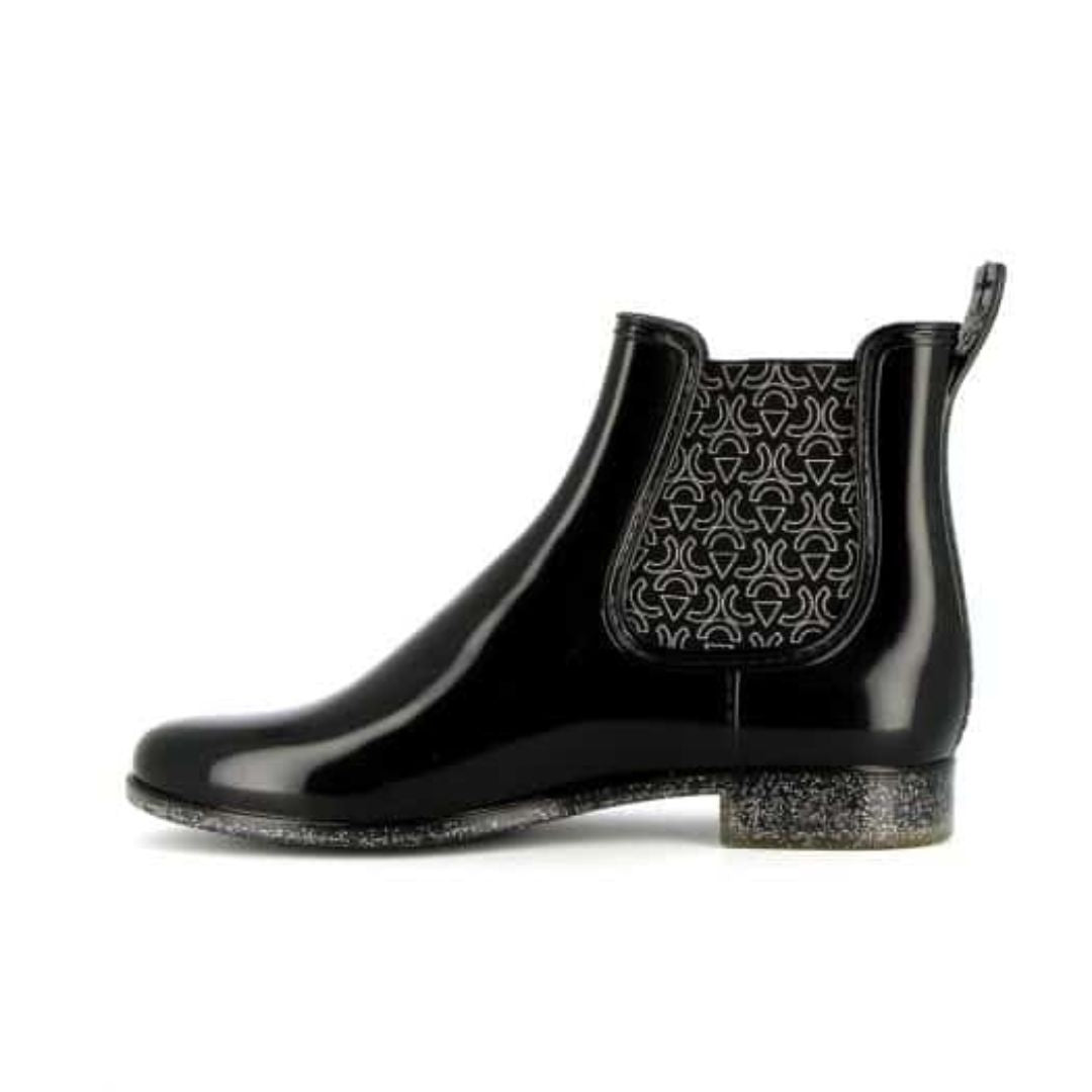 Meduse Japtri Ankle Boot in Black & Silver Glitter
