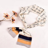 Neckerchief Ribbon Scarf and Hair Headband in Cream & Navy