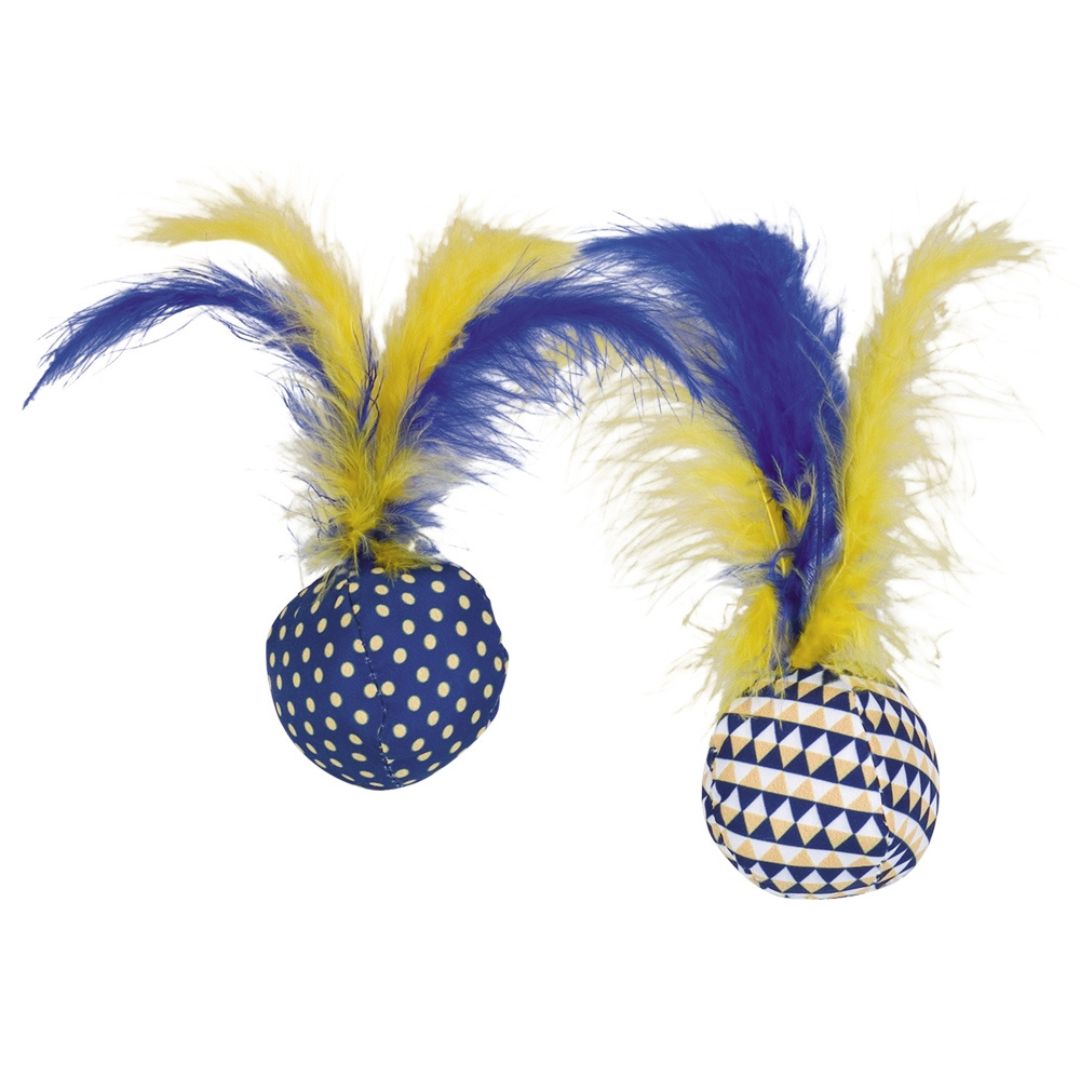 Nobby Feathered Fabric Balls with Catnip Toy