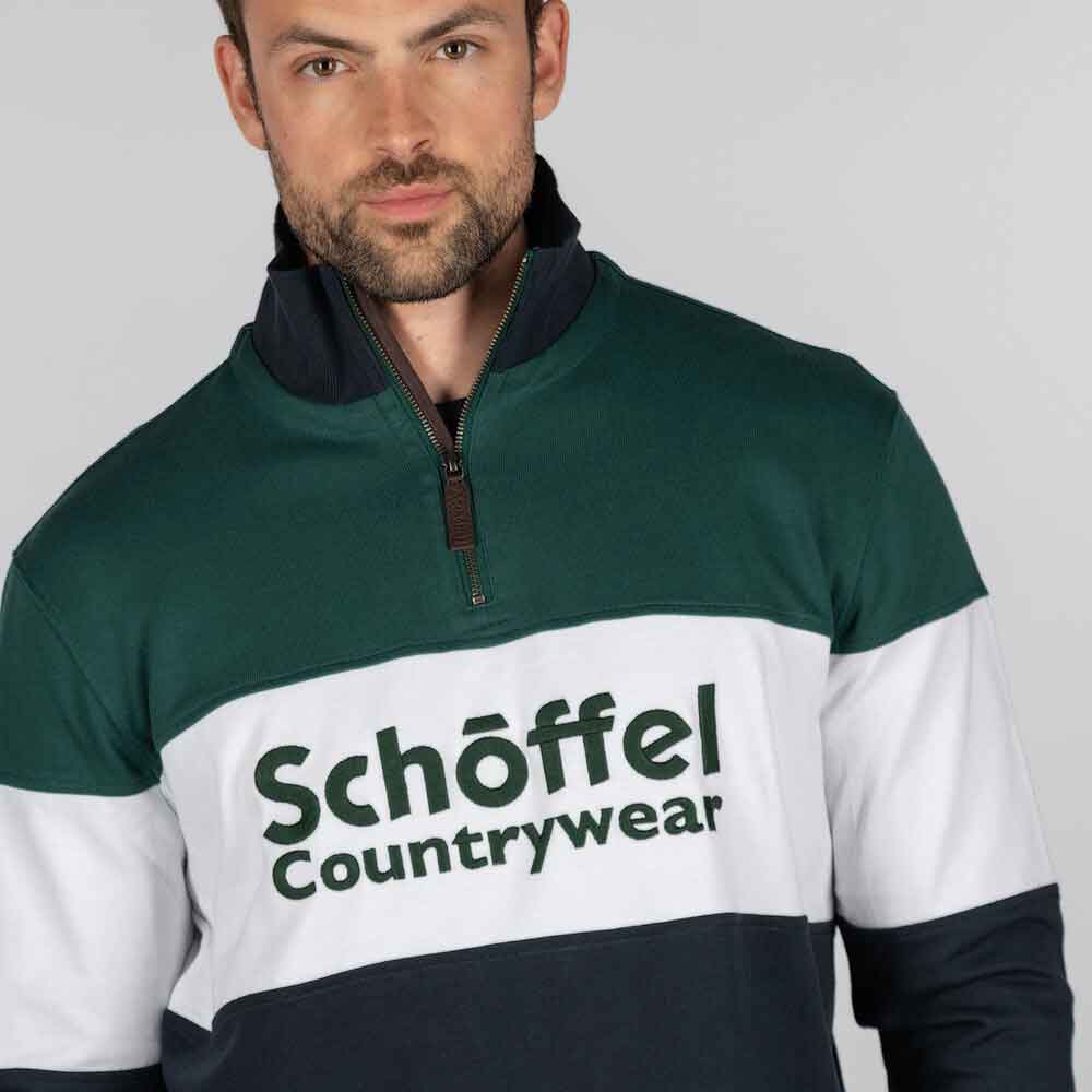 Schoffel Unisex Exeter Heritage 1/4 Zip Shirt in Navy