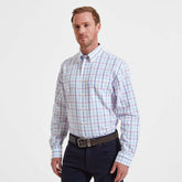 Schoffel Men's Brancaster Classic Shirt in Blue & Pink Check