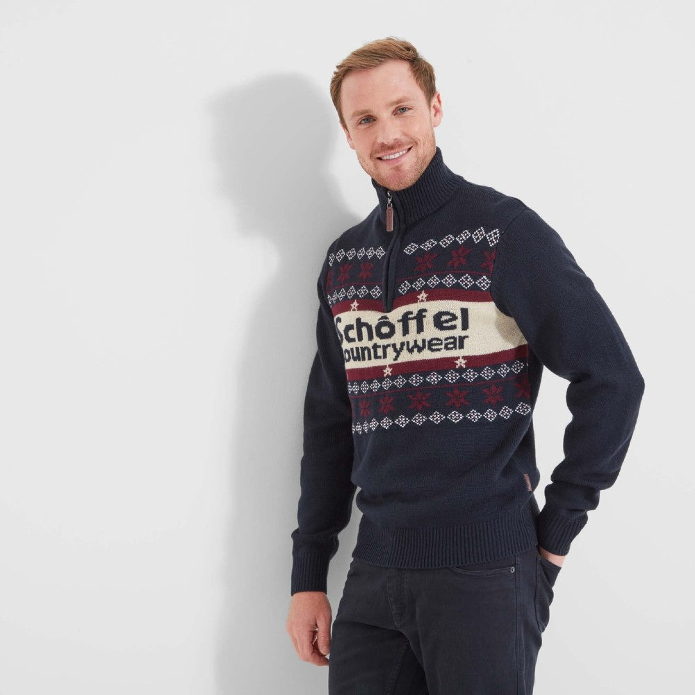 Schoffel Men's Christmas Jumper in Navy