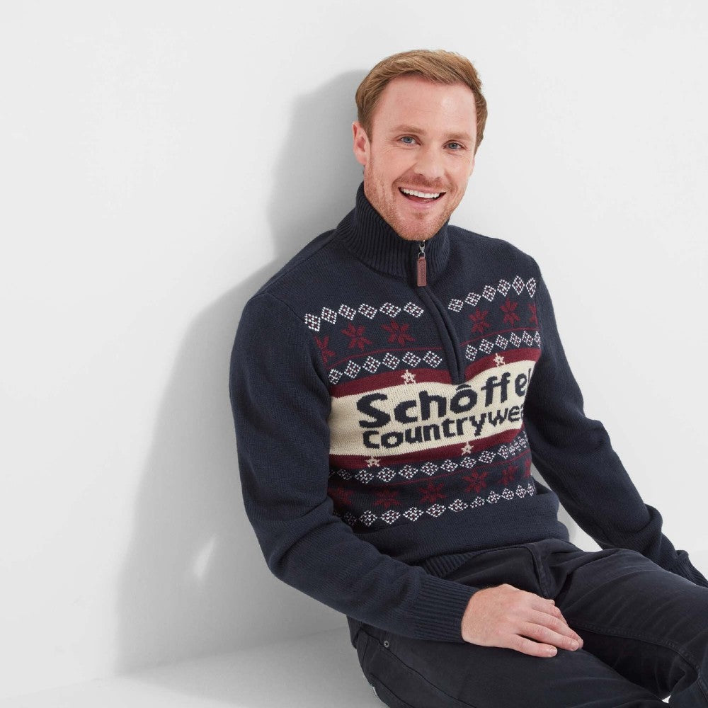 Schoffel Men's Christmas Jumper in Navy