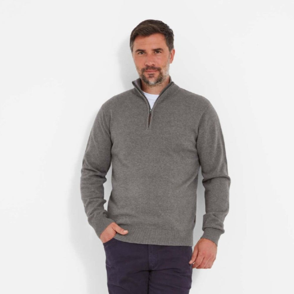 Schoffel Men's Cotton Cashmere 1/4 Zip Jumper in Mole