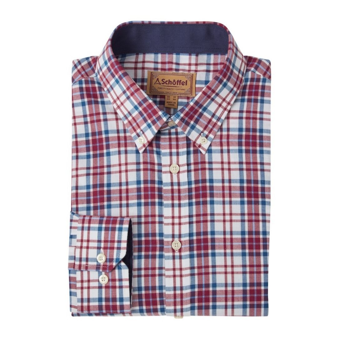 Schoffel Men's Healey Tailored Shirt in Bordeaux