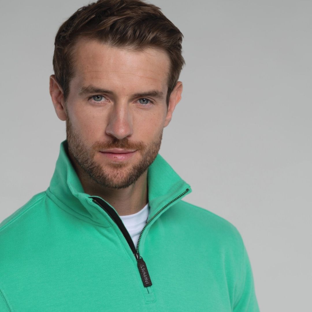 Schoffel Men's Kingsbridge Cotton French Rib 1/4 Zip in Mint