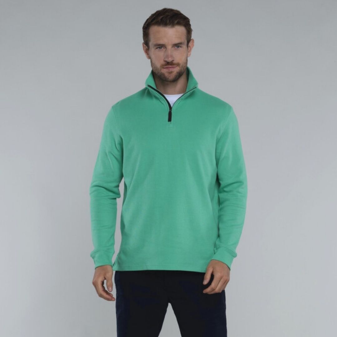 Schoffel Men's Kingsbridge Cotton French Rib 1/4 Zip in Mint