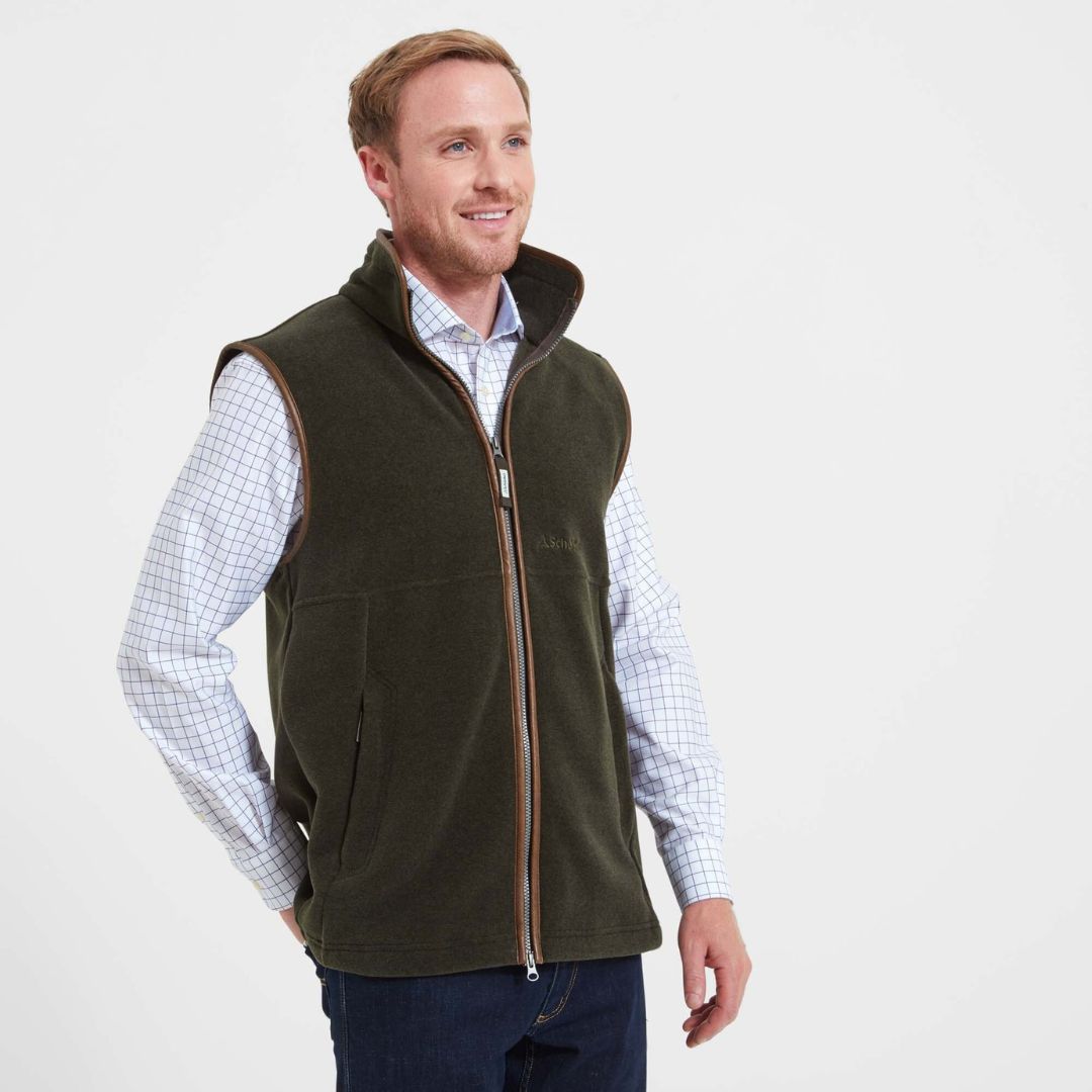 Schoffel Men's Oakham Fleece Gilet in Dark Olive