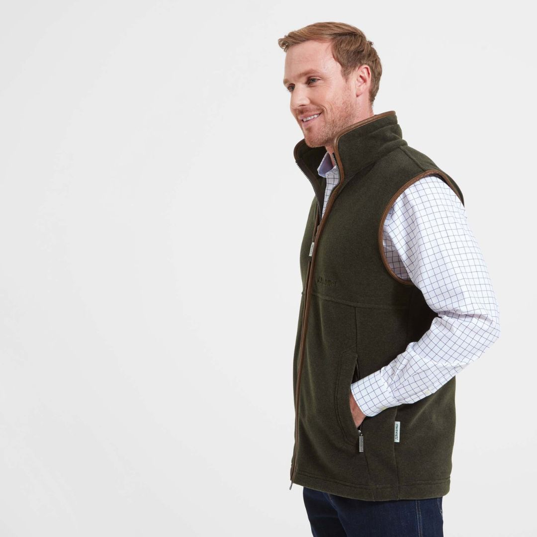 Schoffel Men's Oakham Fleece Gilet in Dark Olive