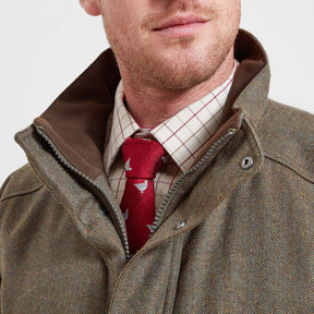 Schoffel Men's Ptarmigan Herringbone Tweed Classic Coat in Loden Green