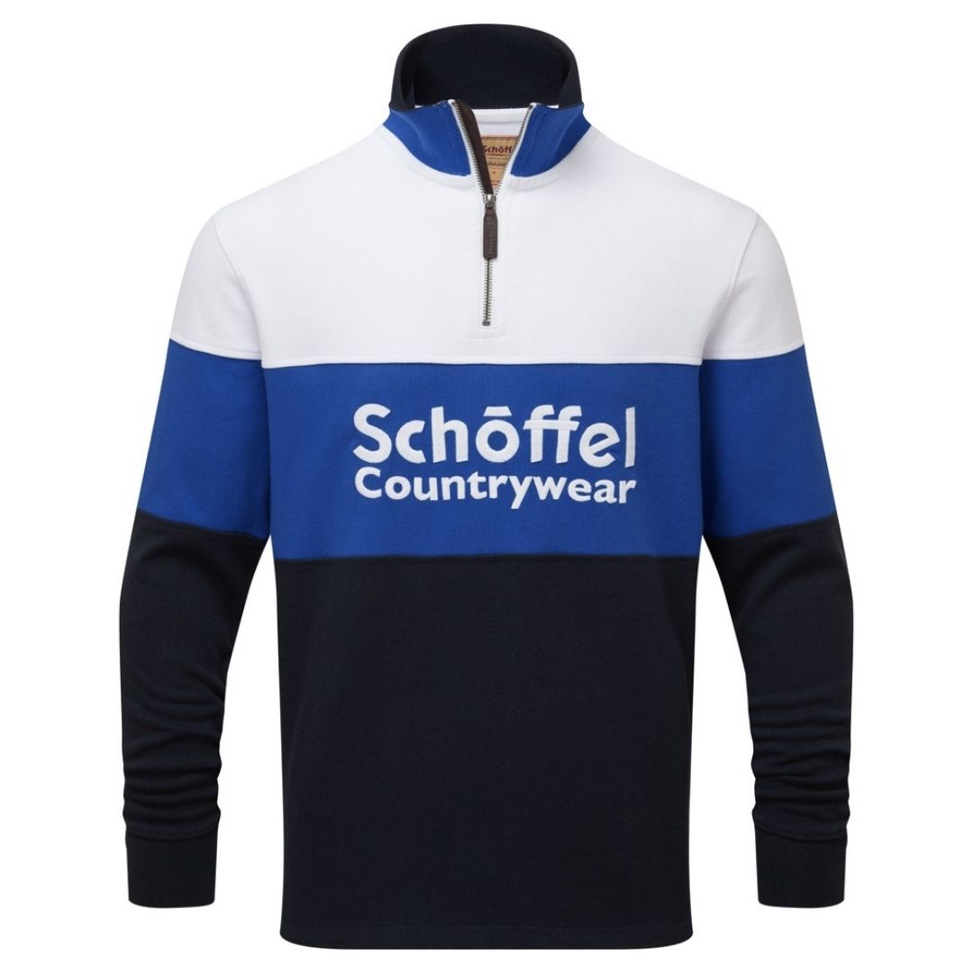 Schoffel Unisex Exeter Heritage 1/4 Zip Shirt in Blue