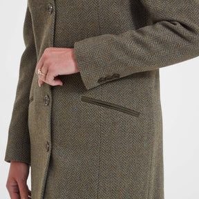 Schoffel Women's Portree Herringbone Wide Tweed Jacket in Loden Green