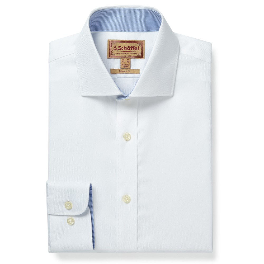 Schoffel Men's Greenwich Tailored Shirt White Diagonal