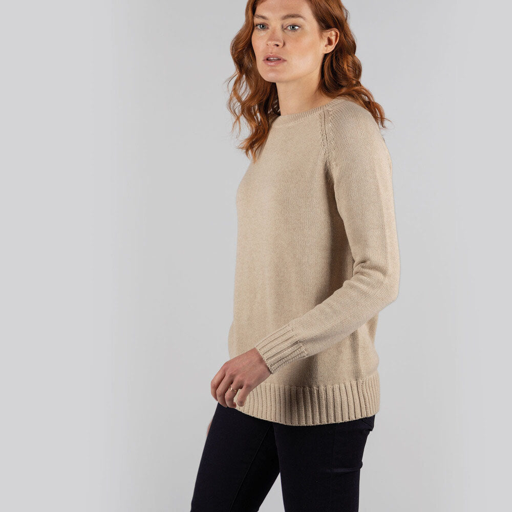 Schoffel Women's Cornwall Cotton Crew Jumper in Oat