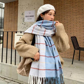 Soft Touch Plaid Scarf in Blue