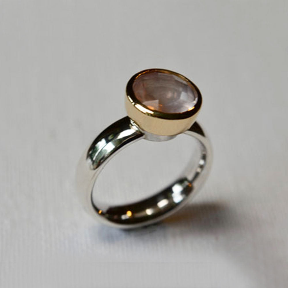 Spirit Faceted Rose-Quartz Ring in Gold Setting